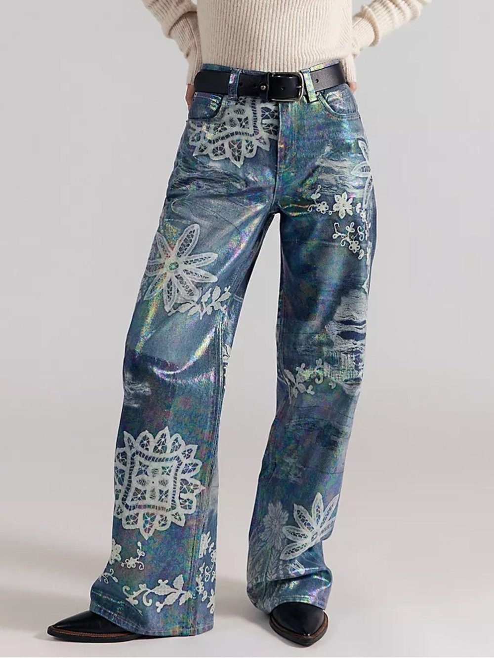 NWT Free People We The Free Tinsley Printed High-Rise Illusions Jeans - Picture 2 of 12